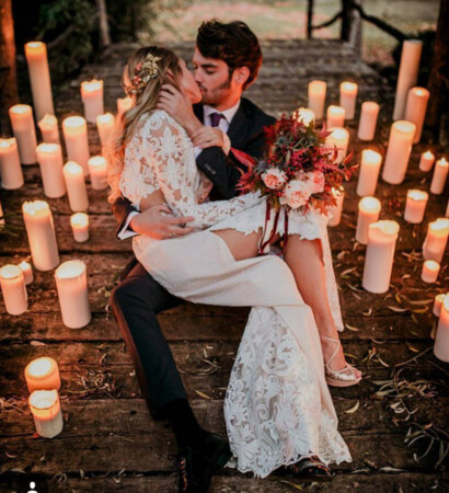 couple, candles and decor