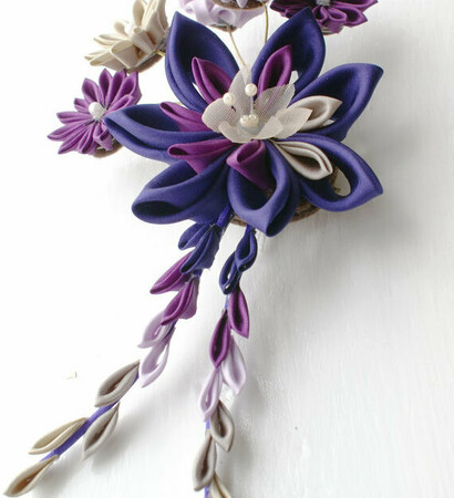 purple wedding, fascinator and wedding hair flower