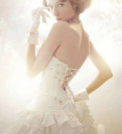 strapless wedding dress, white dress and style