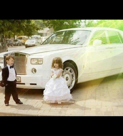 cute, little boy and white car