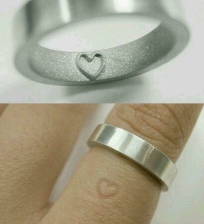 heart imprint, wedding band and heart
