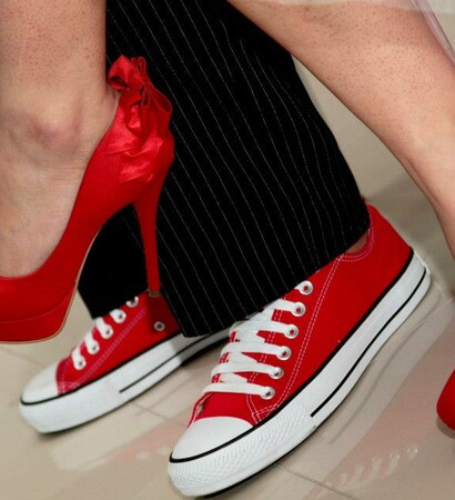 boy and girl, red and girl
