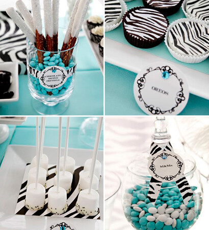 wedding favors, wedding cakes and zebra