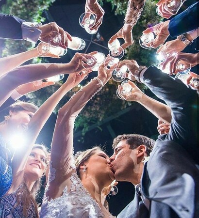 bride, kiss and family