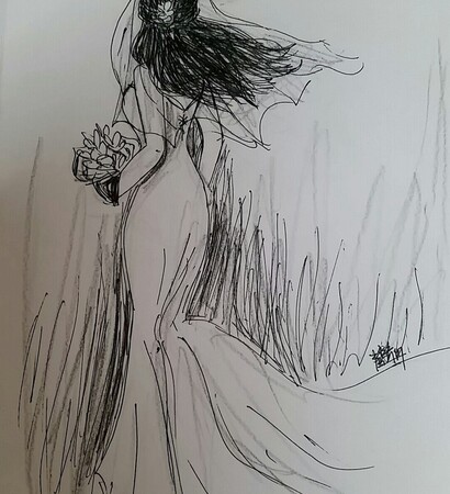 art, wedding dress and sketch