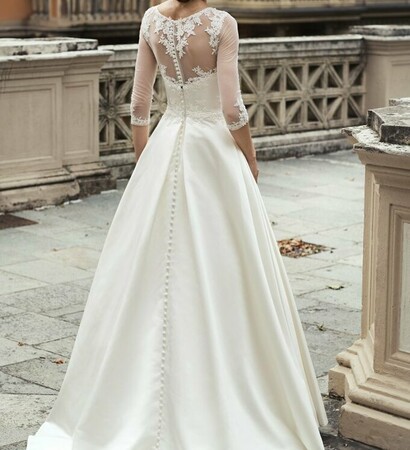 hairstyle, lace and dress