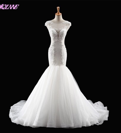 bridal gown, mermaid and lace-up