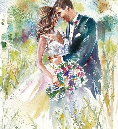 wedding couple, painting and art