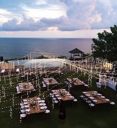reception, lights and bride