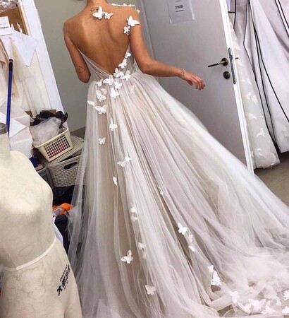 dress, butterfly and white