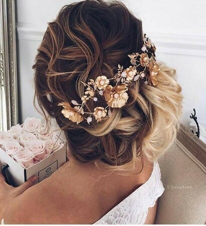 hairstyle, bouquet and flower
