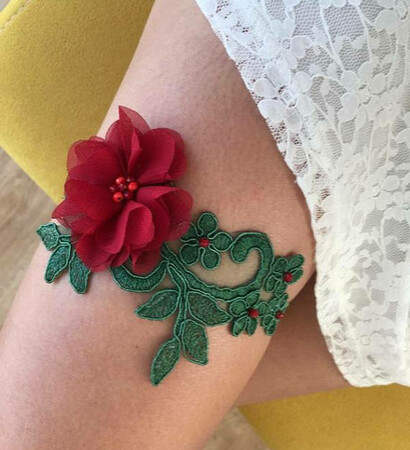 wedding garters, green lace garter and bridal garter set