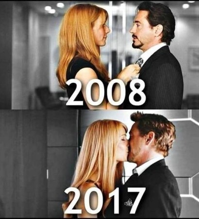 tony stark, rdj and pepper potts