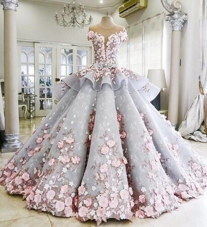 flowers, wedding dress and dress