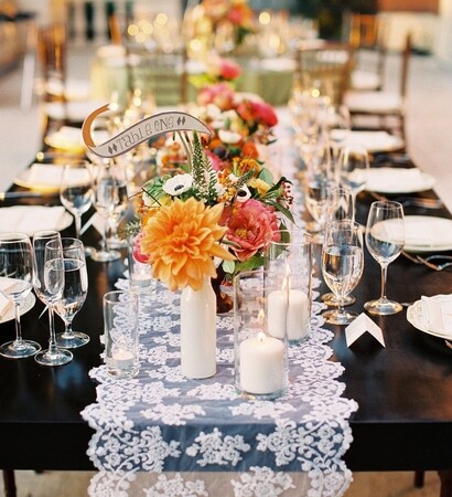 weddingtable, flowers and dinner