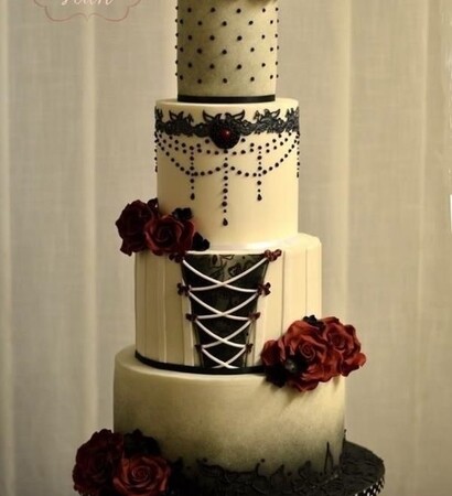 cake, gothic and black and white