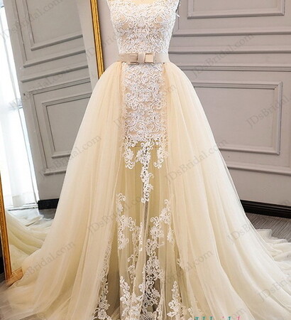 chapamgne bridal gown, champagne wedding dress and two pieces wedding dress