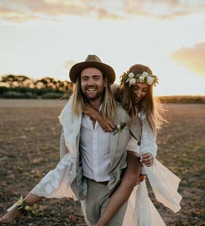 countryside, just married and groom