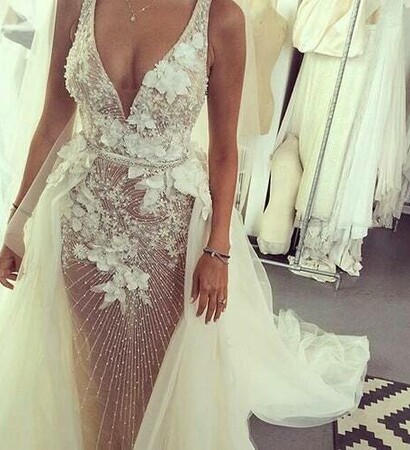 bride, long dress and rhinestones