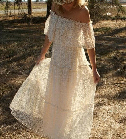 country wedding dress, boho wedding dress and lace wedding dress
