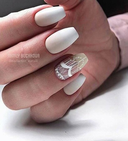 beautiful nails, white nails and wedding nails