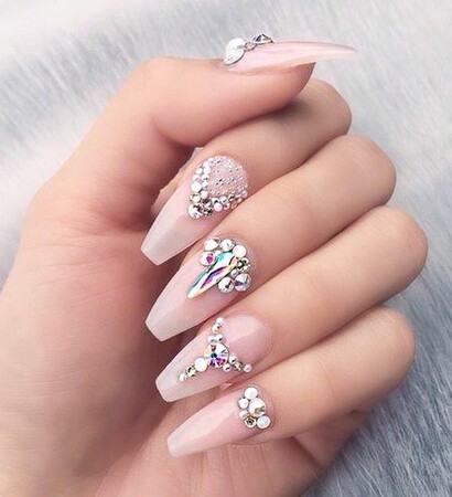 wedding nails, nails and glitter nails