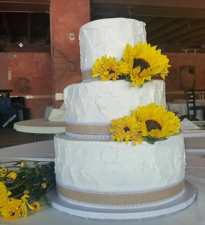 arizona, wedding cake and sunflowers