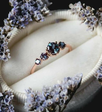 purple, rosegold and wedding ring