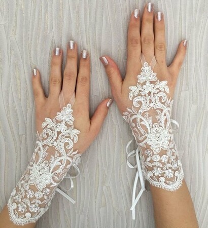 ivory lace gloves, bridesmaid glove and etsy
