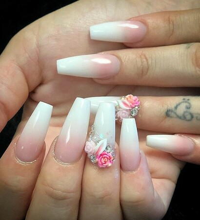 acrylic nails, girl and ombre nails
