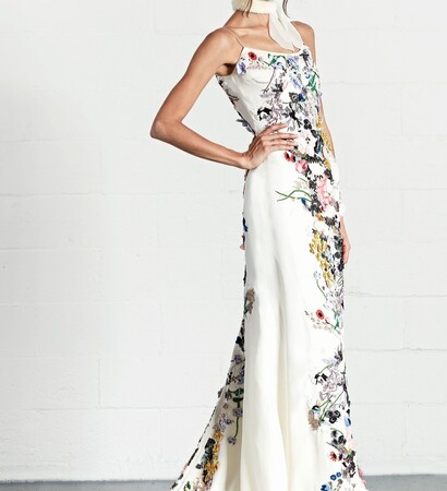 dennis basso, wedding dress and embroidery