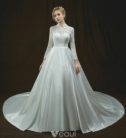 girl, satin wedding dress and bridal
