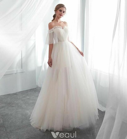champagne wedding dress, tulle wedding gown and girl