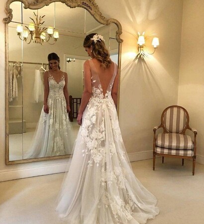 look, bride and dress