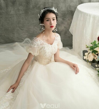 tulle wedding gown, champagne wedding dress and bridal