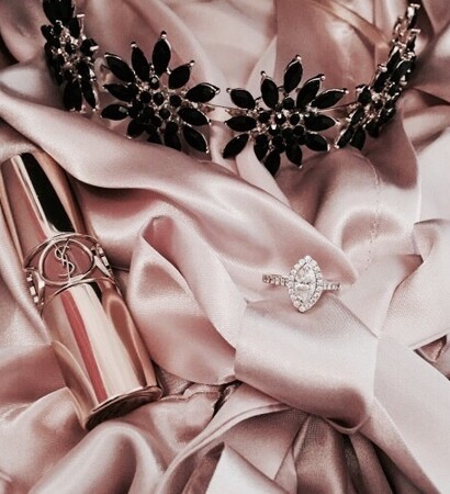 engagement ring, jewelry and lipstick