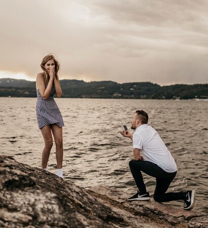 engaged, proposing and love