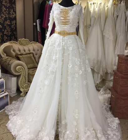 traditional, wedding dress and chechenka
