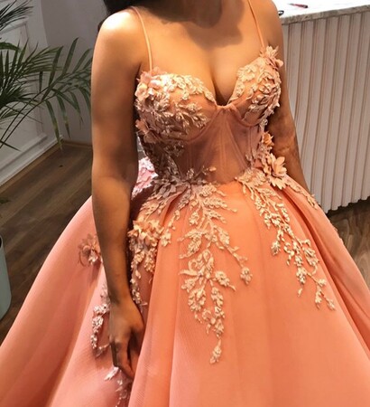 dress, Prom and peach