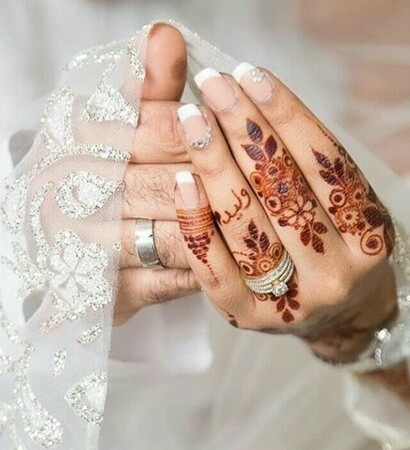 nail, bride and henna