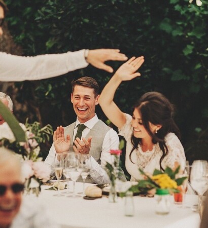 groomsmen, groom and bride