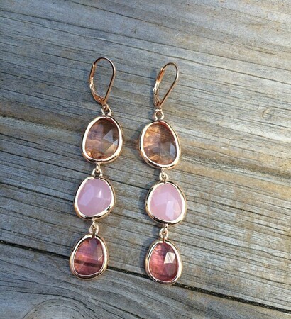 drop earrings, bridesmaid earrings and pink gemstone