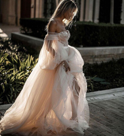 wedding dress, dress and woman