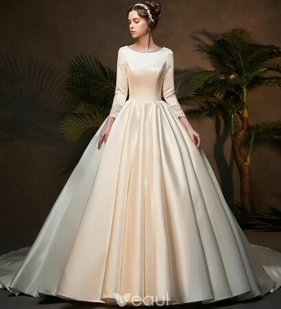 ivory wedding dress, satin wedding dress and bridal