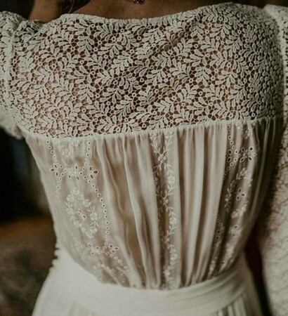 eyelet, wedding dress and lace