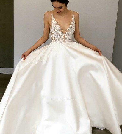 v-neck party dress, custom made party dress and party dress white