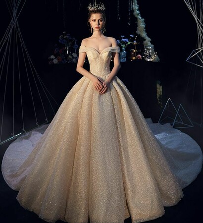 bride, glitter wedding dress and bridal gown
