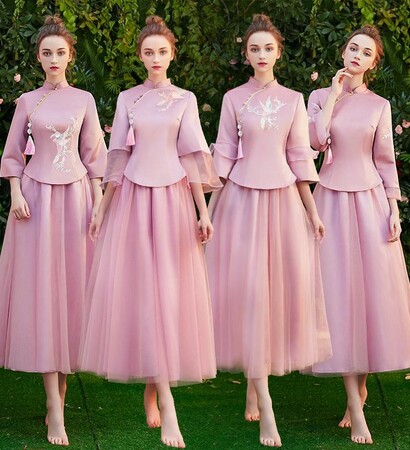 candy pink dress, wedding party dress and bridesmaid dress