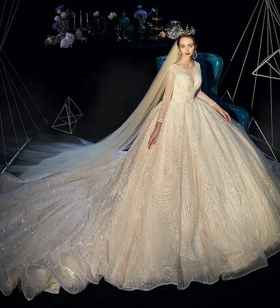 glitter, bling bling wedding dress and bridal