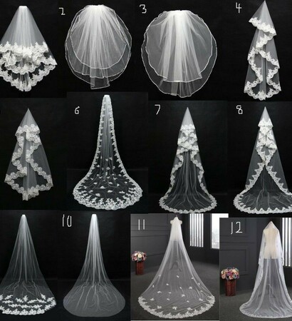 white, veils and rings
